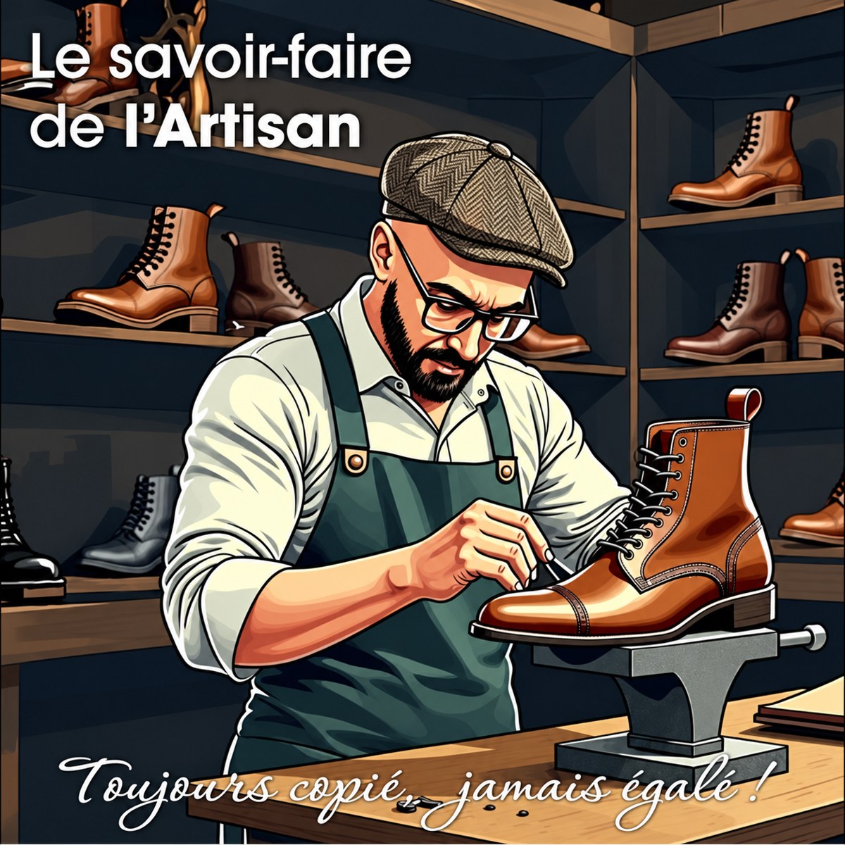 Illustration d’un cordonnier au travail : le savoir-faire de l’artisan